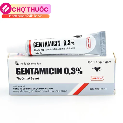 Gentamicin 0.3% Medipharco (thuốc mỡ tra mắt)