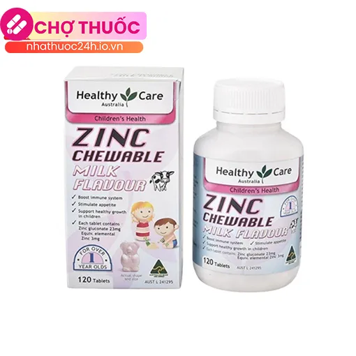Viên bổ sung kẽm Úc cho bé Healthy Care ZinC Chewable Milk Flavour